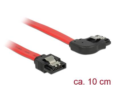 Câble SATA 6 Gb/s mâle droit > SATA mâle coudé à droite droite 10 cm métal rouge