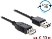 Câble d'extension EASY-USB 2.0 Type-A mâle > USB 2.0 Type-A femelle noir 0,5 m