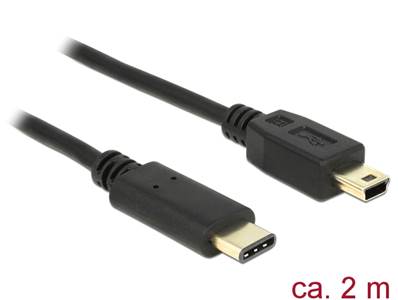 Câble USB Type-C™ 2.0 mâle > USB 2.0 type Mini-B mâle 2,0 m noir