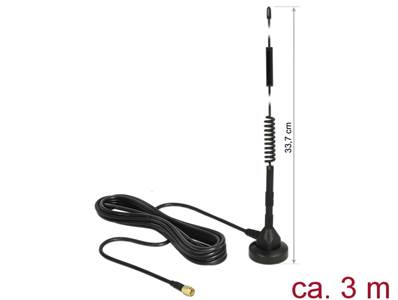 Antenne LTE mâle SMA 5 dBi fixe omnidirectionnelle avec base magnétique et câble de connexion (RG-58
