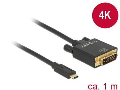 Câble USB Type-C™ mâle > DVI 24+1 mâle (Mode DP Alt) 4K 30 Hz 1 m noir