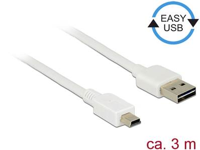 Câble EASY-USB 2.0 Type-A mâle > USB 2.0 Type Mini-B mâle 3 m blanc