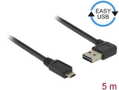 Câble EASY-USB 2.0 Type-A mâle coudé vers la gauche / droite > EASY-USB 2.0 Type Micro-B mâle noir 5