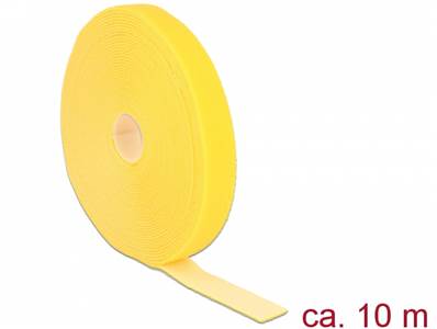 Fermetures par velcro L 10 m x l 20 mm rouleau jaune