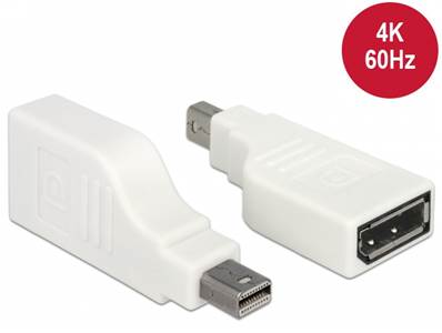 Adaptateur mini Displayport 1.2 mâle > Displayport femelle 4K coudé à 90° blanche