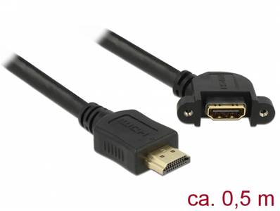 Câble HDMI-A mâle > HDMI-A femelle à montage sur panneau coudé à 110° 4K 30 Hz 0,5 m