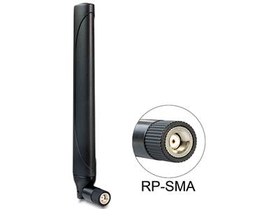 Antenne LTE RP-SMA mâle -0,9 - 2,3 dBi omnidirectionnelle avec jonction inclinable noir