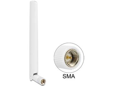 LTE Antenne SMA Stecker 1 – 2.5"dBi omnidirektional mit Kippgelenk weiß