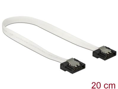 Câble SATA FLEXI 6 Go/s 20 cm en métal blanc