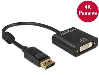 Adaptateur Displayport 1.2 mâle > DVI femelle 4K passif noir