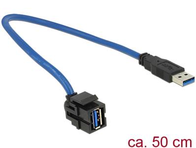 Module Keystone USB 3.0 A femelle > USB 3.0 A mâle 250° avec câble