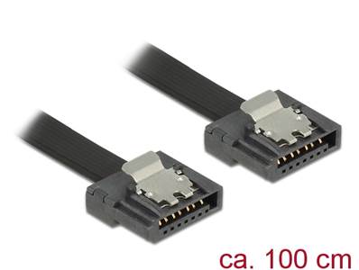 Câble SATA FLEXI 6 Go/s 100 cm en métal noir