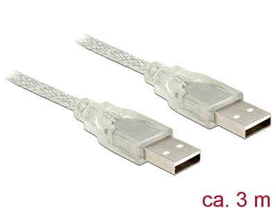 Câble USB 2.0 Type-A mâle > USB 2.0 Type-A mâle 3 m transparent