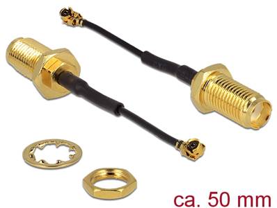 Câble d'antenne SMA femelle cloison > mâle compatible MHF/U.FL-LP-068 50 mm