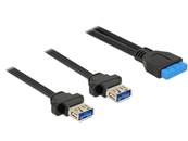 Câble embase 2,00 mm 19 broches USB 3.0 femelle > 2 x USB 3.0 Type-A femelle à montage sur panneau 8