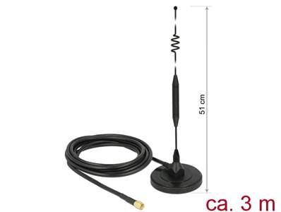 Antenne LTE mâle SMA 6 dBi fixe omnidirectionnelle avec base magnétique et câble de connexion (RG-58