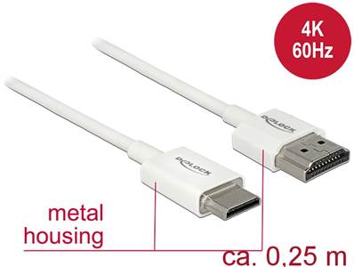Câble HDMI haute vitesse avec Ethernet - HDMI-A mâle > HDMI Mini-C mâle 3D 4K 0,25 m Fin Haut de gam