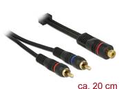 Cable 1 x RCA femelle > 2 x RCA mâle 20 cm OFC noir