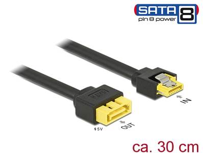 Rallonge SATA 6 Gb/s femelle > SATA mâle 8 broches d'alimentation avec loquet 30 cm