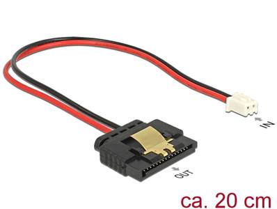 Kabel Power 2 Pin Buchse > 1 x SATA 15 Pin Buchse (5 V) Metallclip 20 cm