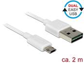 Câble EASY-USB 2.0 Type-A mâle > EASY-USB 2.0 Type Micro-B mâle 2 m blanc