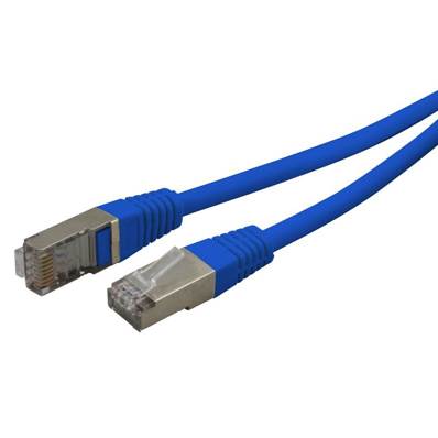 Câble réseau RJ45 blindé ADSL 2.0m Cat.5e bleu