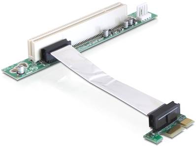 Carte Riser PCI Express x1 > 1 PCI avec câble flexible de 9 cm avec insertion gauche