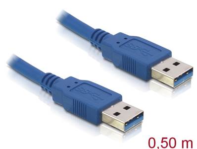 Câble USB 3.0 Type-A mâle > USB 3.0 Type-A mâle 0,5 m bleu