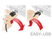 Câble d'extension EASY-USB 2.0 Type-A mâle coudé vers la gauche / droite > USB 2.0 Type-A femelle 0,