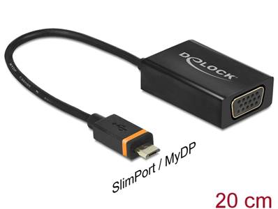Adaptateur SlimPort / MyDP mâle > VGA femelle + USB Micro-B femelle