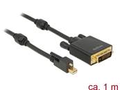 Câble mini Displayport 1.2 mâle avec vis > DVI mâle 4K actif noir 1 m