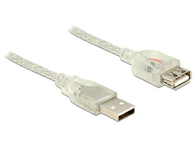Câble d'extension USB 2.0 Type-A mâle > USB 2.0 Type-A femelle 1,5 m transparent