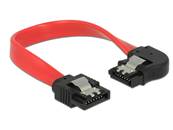 Câble SATA 6 Gb/s mâle droit > SATA mâle coudé à gauche 10 cm métal rouge