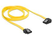 Câble SATA 6 Gb/s mâle droit > SATA mâle coudé à gauche 70 cm métal jaune