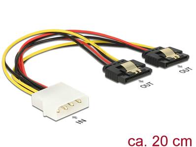 Câble Alimentation Molex à 4 broches mâle > 2 x SATA 15 broches femelle métal 20 cm