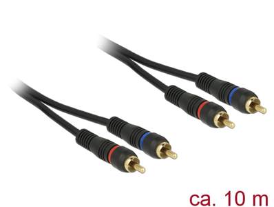 Kabel 2 x Cinch Stecker > 2 x Cinch Stecker 10,0 m koaxial OFC schwarz