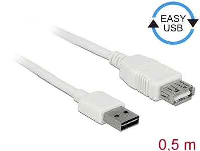 Câble d'extension EASY-USB 2.0 Type-A mâle > USB 2.0 Type-A femelle blanc 0,5 m