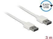 Câble EASY-USB 2.0 Type-A mâle > EASY-USB 2.0 Type-A mâle 3 m blanc