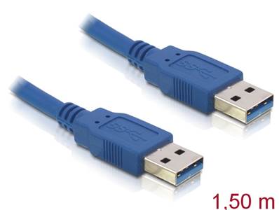 Câble USB 3.0 Type-A mâle > USB 3.0 Type-A mâle 1,5 m bleu