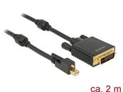Câble mini Displayport 1.2 mâle avec vis > DVI mâle 4K actif noir 2 m