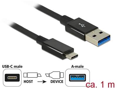 Câble USB SuperSpeed 10 Gbps (USB 3.1 Gen 2) USB Type-C™ mâle > USB Type-A mâle 1 m noir coaxial Pre