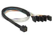 Câble Mini SAS HD SFF-8643 > 4 x SATA 7 broches + bande latérale 0,5 m