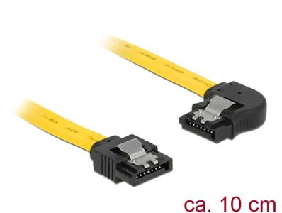 Câble SATA 6 Gb/s mâle droit > SATA mâle coudé à gauche 10 cm métal jaune