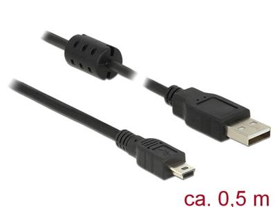 Câble USB 2.0 Type-A mâle > USB 2.0 Mini-B mâle 0,5 m noir