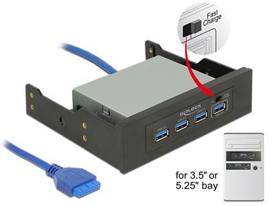 Concentrateur USB 3.0 4 ports 3.5" / 5.25"