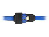 Câble prolongateur SATA 6 Gb/s femelle droit > SATA mâle droit 10 cm bleu à verrouillage
