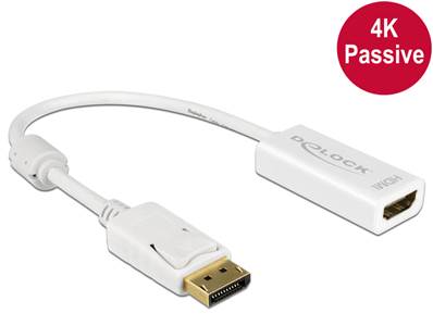 Adaptateur Displayport 1.2 mâle > HDMI femelle 4K passif blanc