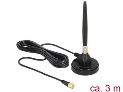 Antenne GSM mâle SMA 3 dBi fixe omnidirectionnelle avec base magnétique et câble de connexion (RG-17