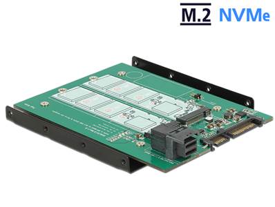 Convertisseur 3.5" SATA 22 broches / SFF-8643 NVMe > 1 x M.2 fente clé M + 1 x M.2 fente clé B