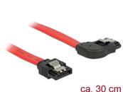 Câble SATA 6 Gb/s mâle droit > SATA mâle coudé à droite droite 30 cm métal rouge